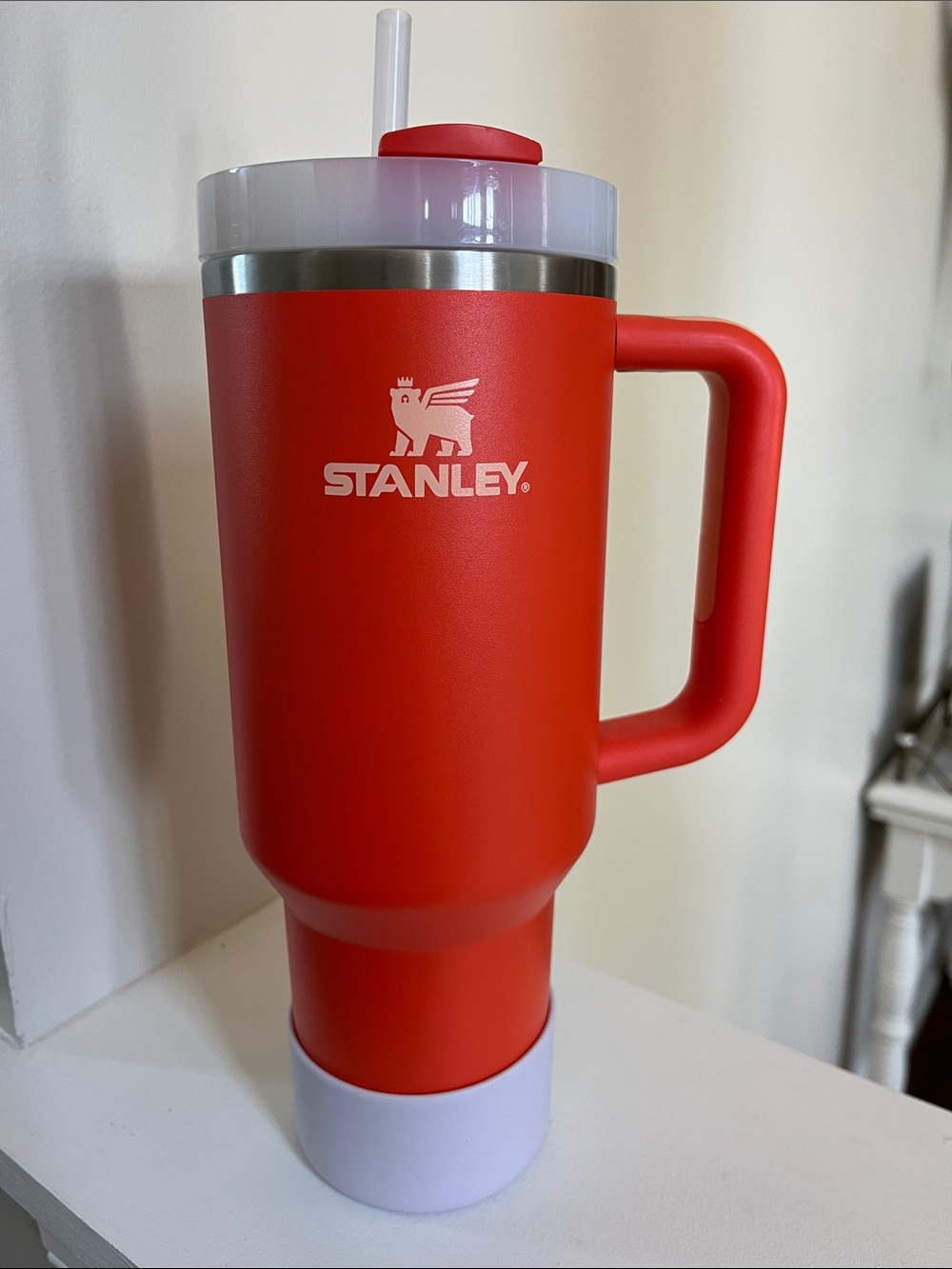 STANLEY Orange Travel Tumbler with Lid, Straw, 4 Straw Covers & Silicone Boot